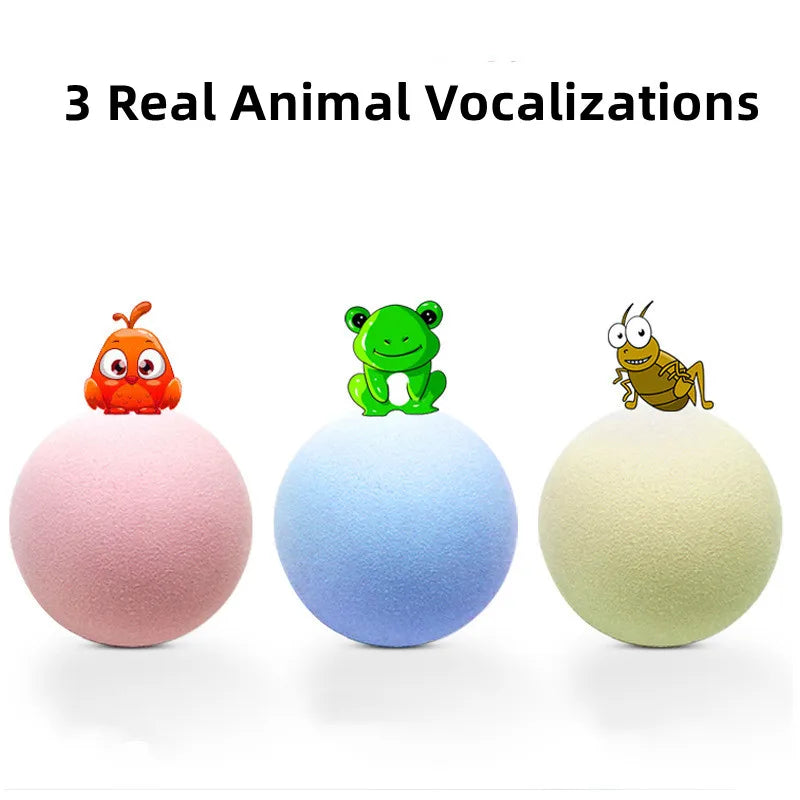 Sound-Activated Cat Toy Balls - Chirping Plush Interactive Play Balls