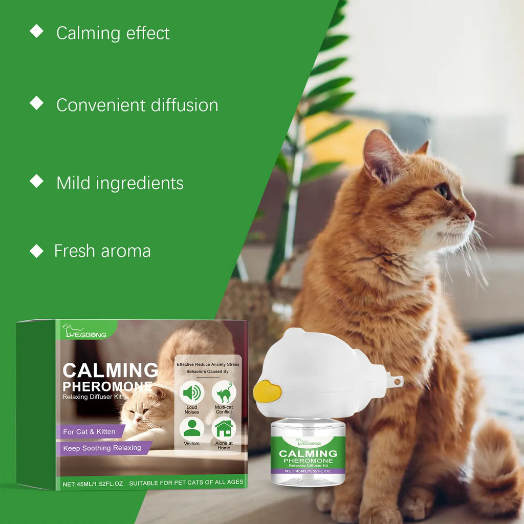 Cat Calming Diffuser Cat Pheromone Plug-In Relaxants Prevent Howling Pet Dogs Anti-Anxiety Reduces Anxiety Cat Calming Liquid